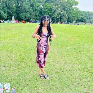 SHEIN Black and Pink Satin One Piece Jumpsuit